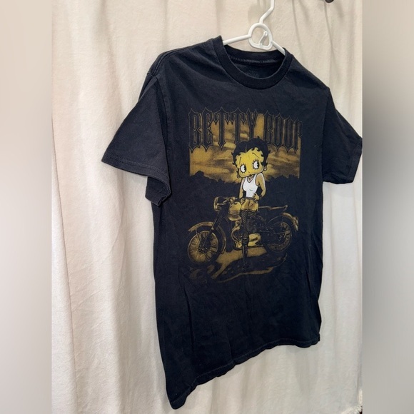 Y2K Unisex Betty Boop Black Biker Graphic Tee-Size Small - Picture 3 of 7